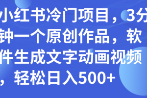 小红书冷门项目,3分钟一个原创作品,软件生成文字动画视频,轻松日入500+