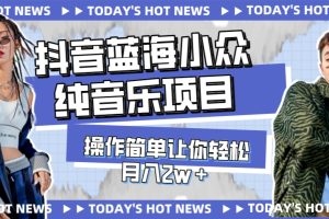 宝藏细分领域,抖音蓝海小众纯音乐项目,操作简单让你轻松月入2w+