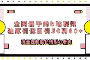 全网最干的b站视频独家引流日引50到80+流量视频很长请耐心看完