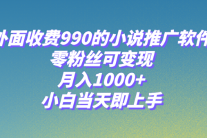小说推广软件,零粉丝可变现,月入1000+,小白当天即上手【附189G素材】