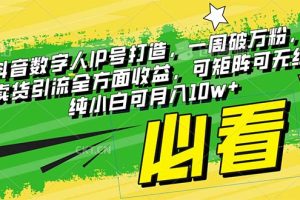 最新抖音数字人IP号打造，一周破万粉，收徒卖课卖货引流全方面收益，可…