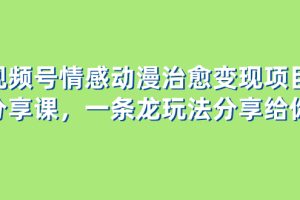 视频号情感动漫治愈变现项目分享课，一条龙玩法分享给你（教程+素材）