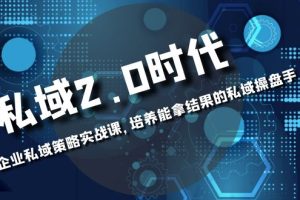 私域-2.0时代：企业私域策略实战课，培养能拿结果的私域操盘手