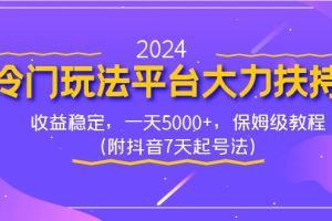 2024冷门玩法平台大力扶持,收益稳定,一天5000+,保姆级教程(附抖音7…