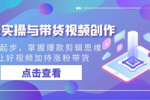 剪辑实操与带货视频创作，从0起步，掌握爆款剪辑思维，让好视频加持涨粉…
