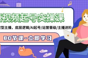 短视频起号实操课,AI运营型主播,底层逻辑/AI起号/运营晋级/主播进阶/80节