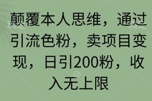 颠覆本人思维,通过引流色粉,卖项目变现,日引200粉,收入无上限