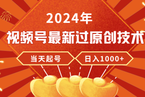 2024年视频号最新过原创技术，当天起号，收入稳定，日入1000+