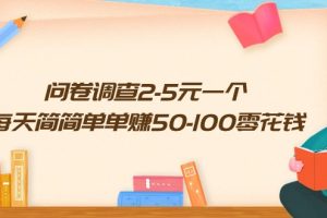 问卷调查2-5元一个，每天简简单单赚50-100零花钱