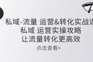 私域-流量 运营&转化实操课：私域 运营实操攻略 让流量转化更高效