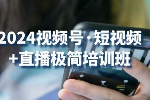 2024视频号·短视频+直播极简培训班:抓住视频号风口,流量红利