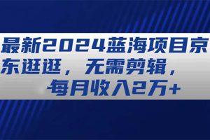 最新2024蓝海项目京东逛逛,无需剪辑,每月收入2万+