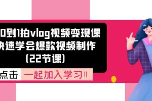 从0到1拍vlog视频变现课:快速学会爆款视频制作(22节课)