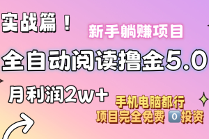 小说全自动阅读撸金5.0 操作简单 可批量操作 零门槛!小白无脑上手月入2w+