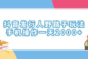 抖音发行人野路子玩法,手机操作一天2000+
