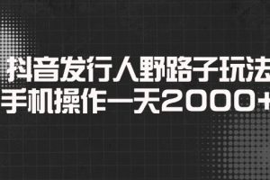 抖音发行人野路子玩法,手机操作一天2000+