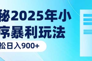 揭秘2025年小程序暴利玩法:轻松日入900+
