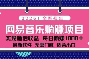 2025最新网易云躺赚项目 每天几分钟 轻松3万+