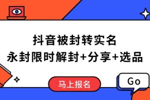 抖音被封转实名攻略,永久封禁也能限时解封,分享解封后高效选品技巧