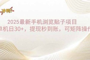 2025手机浏览帖子单机日30+，提现秒到账，可矩阵操作