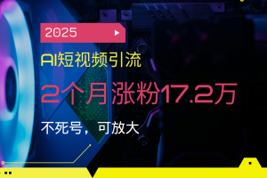 2025AI短视频引流，2个月涨粉17.2万，不死号，可放大