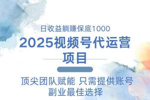 2025视频号代运营 日躺赚1000+ 只需提供账号