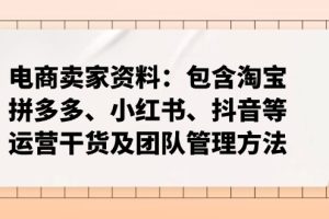 电商卖家资料:包含淘宝、拼多多、小红书、抖音等运营干货及团队管理方法