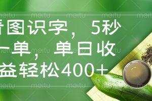 看图识字，5秒一单，单日收益轻松400+