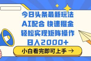 今日头条最新玩法，思路简单，复制粘贴，轻松实现矩阵日入2000+