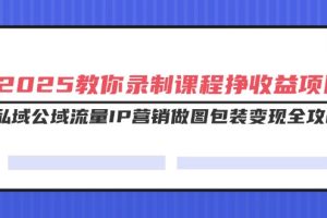 2025教你录制课程挣收益项目，私域公域流量IP营销做图包装变现全攻略