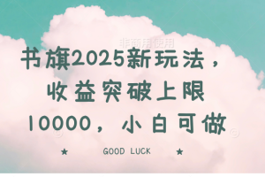 书旗2025新玩法,收益突破上限10000,小白可做
