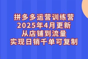 拼多多运营训练营2025年4月更新，从店铺到流量，实现日销千单可复制