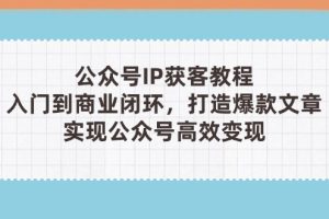 )，从入门到商业闭环，打造爆款文章，实现公众…