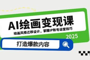 AI绘画变现课，绘画风格迁移设计，掌握IP账号运营技巧，打造爆款内容