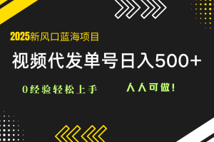 2025视频代发蓝海项目：0经验轻松上手，单号日入500+，人人可做！