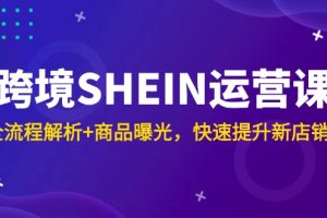 跨境SHEIN运营课,全流程解析+商品曝光,快速提升新店销量