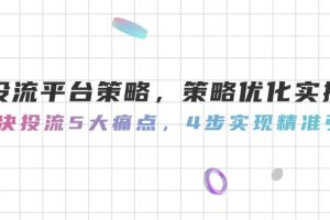 投流平台策略，策略优化实操，解决投流5大痛点，4步实现精准引流