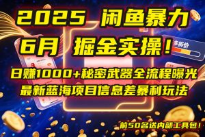 2025闲鱼暴力掘金实操！日赚1000+秘密武器全流程曝光，最新蓝海项目信…
