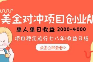 美金对冲创业项目，日收益1000-4000，小众暴力项目