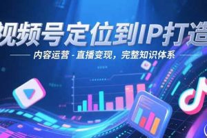 视频号定位到IP打造：账号搭建-内容运营-直播变现，完整知识体系