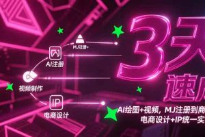3天速成AI绘图+视频，MJ注册到商业应用，电商设计+IP统一实战指南