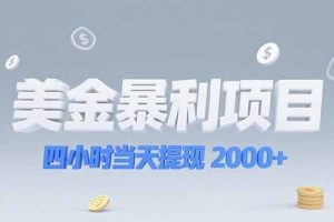 美金暴利项目,四小时当天提现 2000+机会留给会选赛道的人