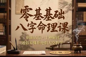 零基础八字命理课，阴阳五行+十神解读，通俗易懂拒绝假大空教学