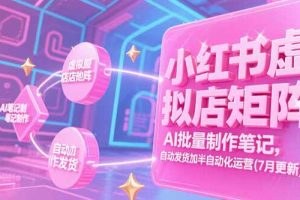 小红书虚拟店矩阵，AI批量制作笔记，自动发货加半自动化运营(7月更新)