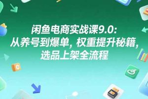 闲鱼电商实战课9.0:从养号到爆单,权重提升秘籍,选品上架全流程