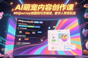 AI萌宠内容创作课,Midjourney制图到可灵视频,数字人带货玩法
