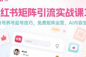 小红书矩阵引流实战课3.0：账号养号起号技巧，免裴矩阵运营，AI内容生产