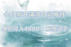 7月新开端游自动搬砖项目，单机稳定月入4000+纯自动项目，上车即吃肉。
