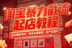 淘宝暴力截流起店教程：选品爆款预判，竞品流量截取，投产比提升
