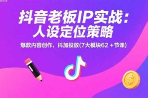 抖音老板IP实战：人设定位策略，爆款内容创作，抖加投放(7大模块62+节课)